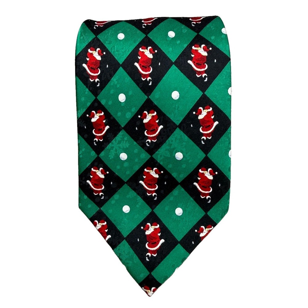 American Greeting Tie Men's Red Green  Golf Santa Novelty Necktie Christmas